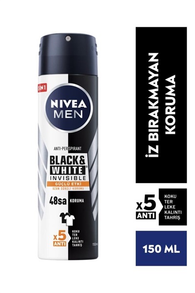 Men Black&White Invisible Güçlü Etki Erkek Deodorant 150ml Nivea STD
