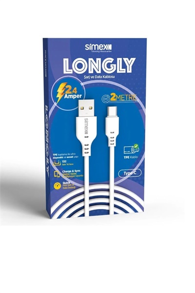 Type C Data Kablosu Spk-08 2Mt Longly Spk-08 BEYAZ