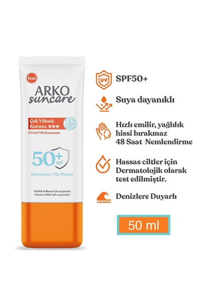 Suncare Güneş Kremi 50 Ml Yüz Spf50 Arko STD