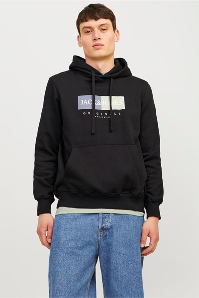 Jack & Jones Jorfrederıksberg Box Sweat Hood Sn Erkek Sweat 12262513 Black