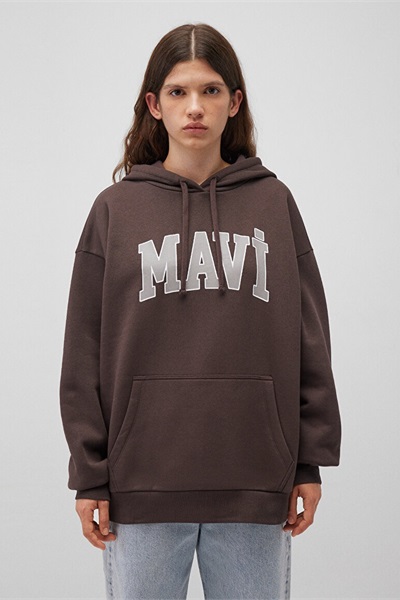 Mavi Logo Kapüşonlu Kadın Sweat M1600361-70222 Raisin