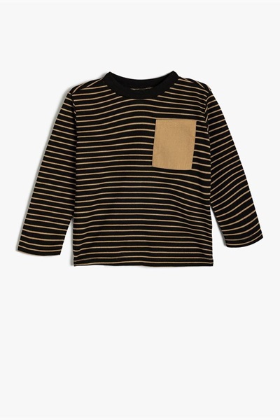 Koton Erkek Bebek Sweat 5WMB10059TK BEJ ÇİZGİLİ