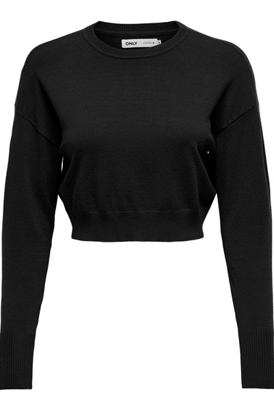 Only Onlıbı Ls Cropped Pullover Cc Knt Kadın Kazak 15262149 Black