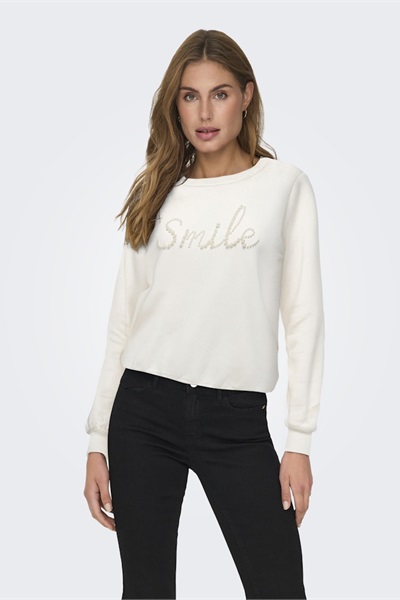 Only Onlamy Lıfe L/S O-Neck Pearl Swt Kadın Sweat 15331042 Cloud Dancer