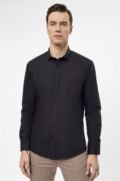 Erkek Wonder Regular Uzun Kol Gömlek GM1001400293 Siyah