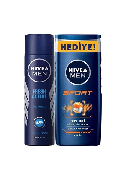 Fresh Sprey Deodorant 150 Ml Erkek + Sport Duş Jeli 250 Ml Erkek NIVEA STD