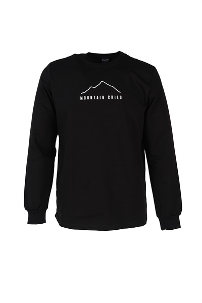 Chıld Baskı O Yaka Trender Erkek Sweat Mountaın Siyah