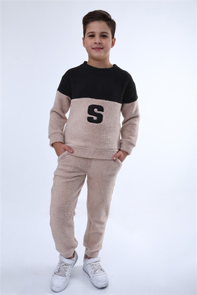 Conkord 5-10 Yaş  Garnili Unisex Kız Çocuk Sweat Takım 9125 Bej