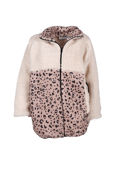 Model Leopar Kadın Mont Dijital Ekru