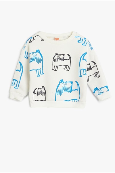 Koton Erkek Bebek Sweat 5WMB10218TK EKRU DESENLİ