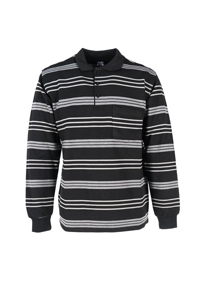 3 İplik Polo Yaka Normal Erkek Sweat 3003-6 SİYAH-GRİ
