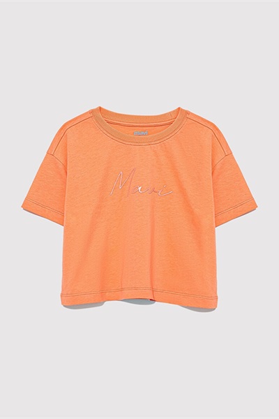 Mavi Logo Baskılı Crop Kız Çocuk T-Shirt M7610181-71271 Fusion Coral