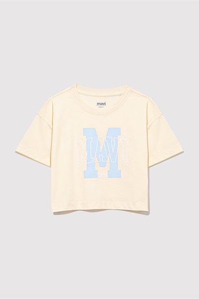 Mavi M Baskılı Logo Kız Çocuk T-Shirt M7610276-89145 Lemon icing
