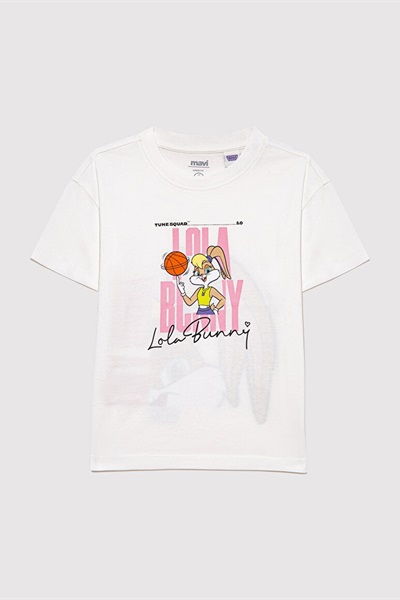 Mavi Lola Bunny Baskılı Kız Çocuk T-Shirt M7610289-70057 Kırık Beyaz