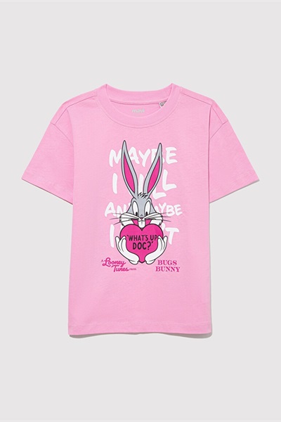 Mavi Bugs Bunny Baskılı Kız Çocuk T-Shirt M7610303-71038 Açık Leylak