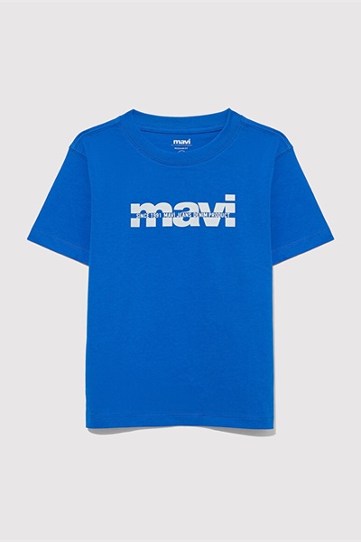 Mavi Baskılı Logo Erkek Çocuk T-Shirt M6610286-82491 Koyu Gök Mavi