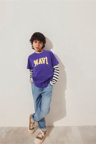 Mavi Logo Baskılı Erkek Çocuk T-Shirt M6610030-70692 Gentian Violet