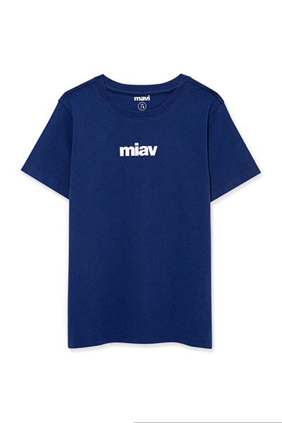 Mavi Miav Baskılı Erkek Çocuk T-shirt M6633270722 Koyu Saks Mavi