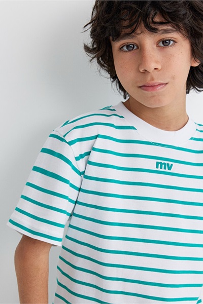 Mavi Mv Baskılı Çizgili Erkek Çocuk T-Shirt M6610252-89156 porcelain green çizgili