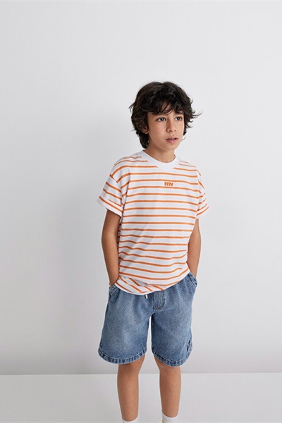 Mavi Mv Baskılı Çizgili Erkek Çocuk T-Shirt M6610252-89160 amberglow çizgili