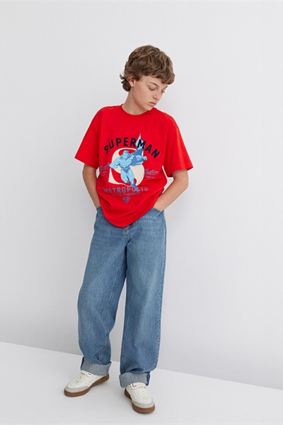 Mavi Superman Baskılı Erkek Çocuk T-Shirt M6610293-88523 Red Alert