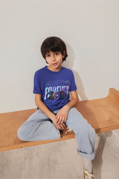 Mavi Batman Baskılı Erkek Çocuk T-Shirt M6610295-70908 Orient Blue