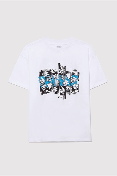 Mavi Sonıc Baskılı Erkek Çocuk T-Shirt M6610306-620 Beyaz