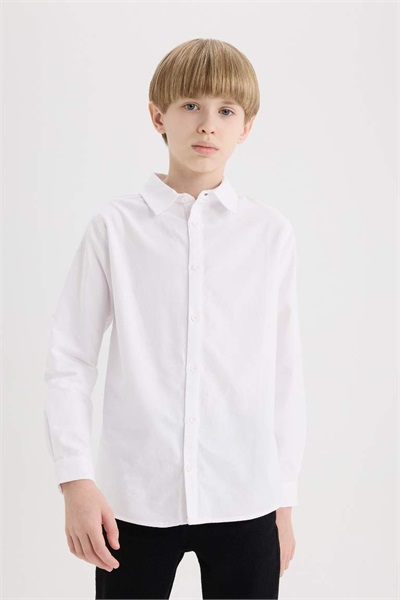 Defacto Erkek Çocuk Uzun Kol Gömlek W3215A6/WT34 WHITE