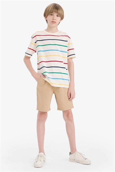 Defacto Erkek Çocuk  Kot&Kanvas Şort C2955A8/BG387 BEIGE