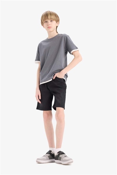 Defacto Erkek Çocuk  Kot&Kanvas Şort D7898A8/NM40 BLACK