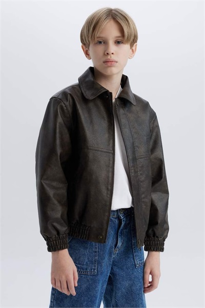 Defacto Erkek Çocuk Deri Mont D5912A8/BN214 BROWN