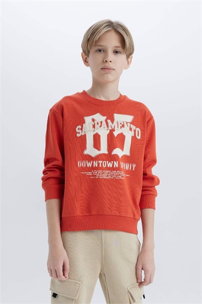 Defacto Erkek Çocuk  Sweat D7712A8/OG605 D.ORANGE