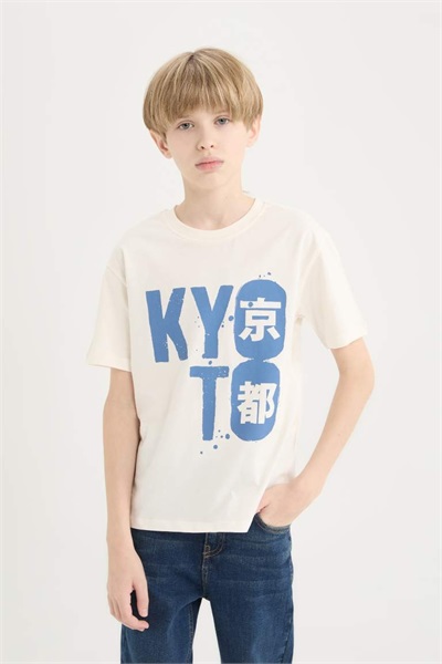 Defacto Erkek Çocuk Kısa Kol T-shirt D9258A8/ER100 ECRU