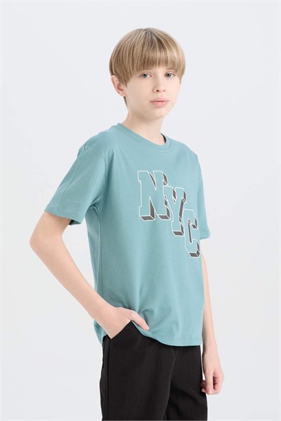 Defacto Erkek Çocuk Kısa Kol T-shirt D9263A8/GN1176 GREEN