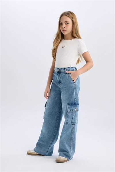 Defacto Kız Çocuk  Jean Pantolon D7089A8/NM39 LT.BLUE