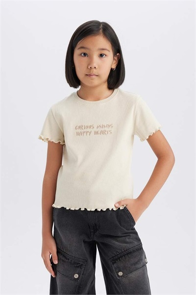 Defacto Kız Çocuk  T-shirt B6689A8/ER42 LT.STONE