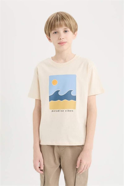 Defacto Erkek Çocuk Kısa Kol T-shirt E0089A8/ER42 LT.STONE