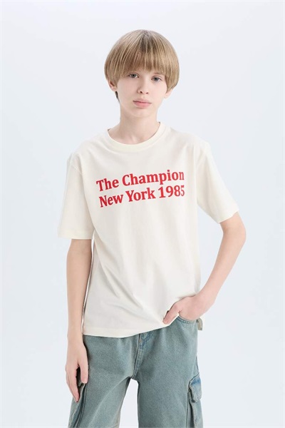Defacto Erkek Çocuk Kısa Kol T-shirt E0078A8/WT32 OFF WHITE