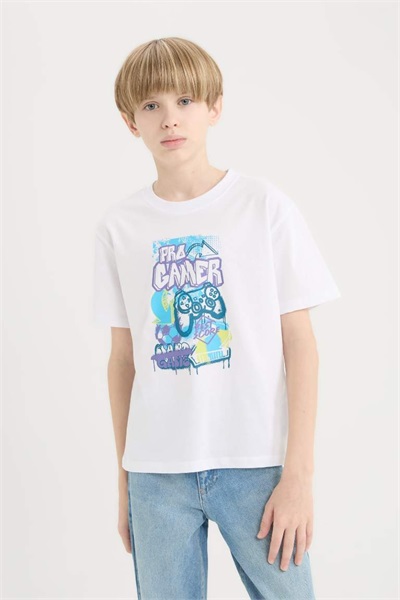 Defacto Erkek Çocuk Kısa Kol T-shirt E0085A8/WT34 WHITE