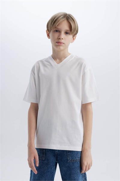 Defacto Erkek Çocuk Kısa Kol T-shirt K1693A6/WT34 WHITE