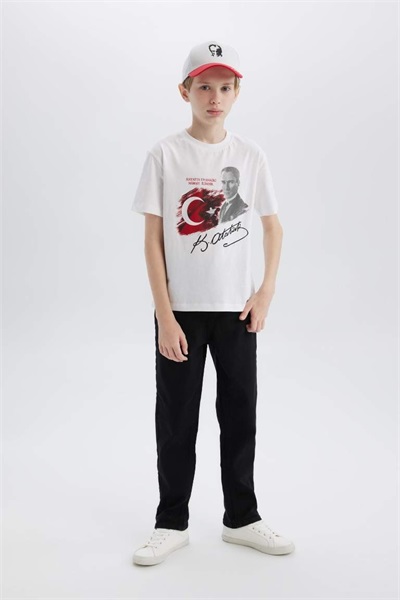 Defacto Erkek Çocuk Kısa Kol T-shirt E0812A8/WT34 WHITE