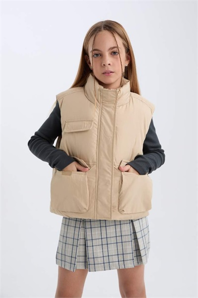 Defacto Kız Çocuk  Yelek D6919A8/BG747 LT.BEIGE