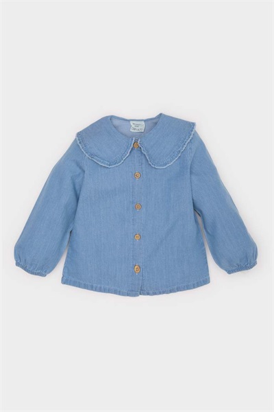 Defacto Kız Bebek Uzun Kol Gömlek E2835A5/NM28 MID BLUE