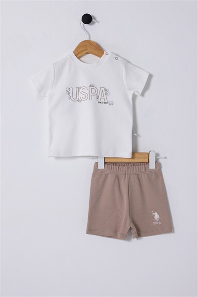 U.S. Polo Assn Bebek Erkek Bebek Şort Takım USB2326 Beyaz