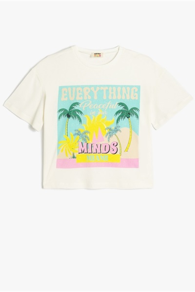 Koton Kız Çocuk T-shirt 5SKG10141AK EKRU