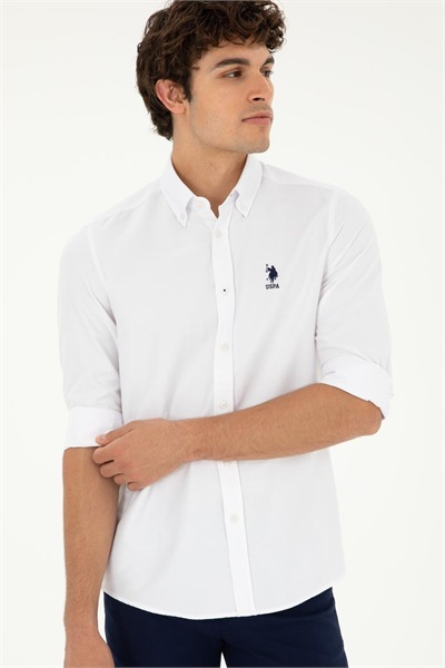 NOVA024Y US Polo Assn Erkek Uzun Kol Gömlek 1886621 Beyaz