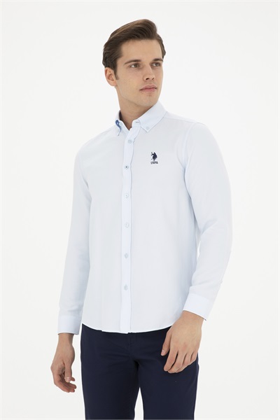 NOVA024Y US Polo Assn Erkek Uzun Kol Gömlek 1886621 Açık Mavi