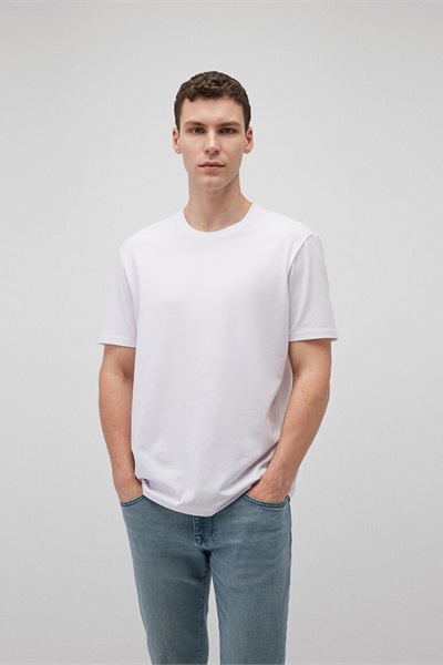 Mavi Basıc Bisiklet Yaka Erkek T-Shirt M0610252-620 Beyaz