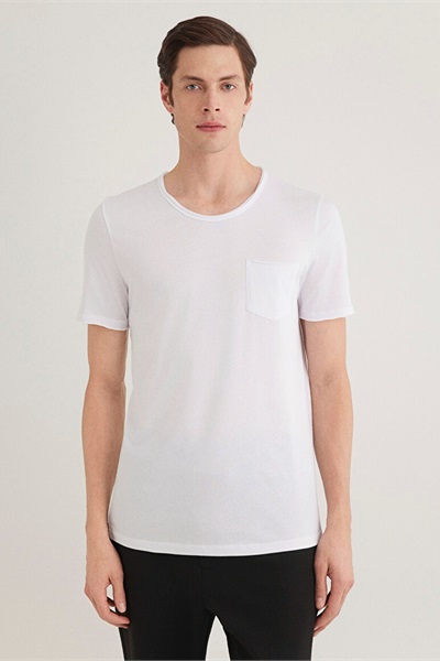 Mavi Basıc  Erkek T-shirt M062772-20843 Beyaz