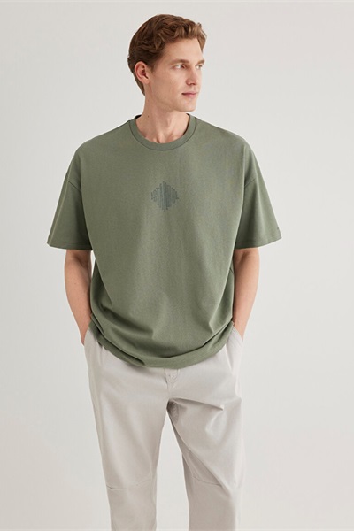 Mavi İstanbul Baskılı Erkek T-Shirt M0611882-80692 Açık Haki